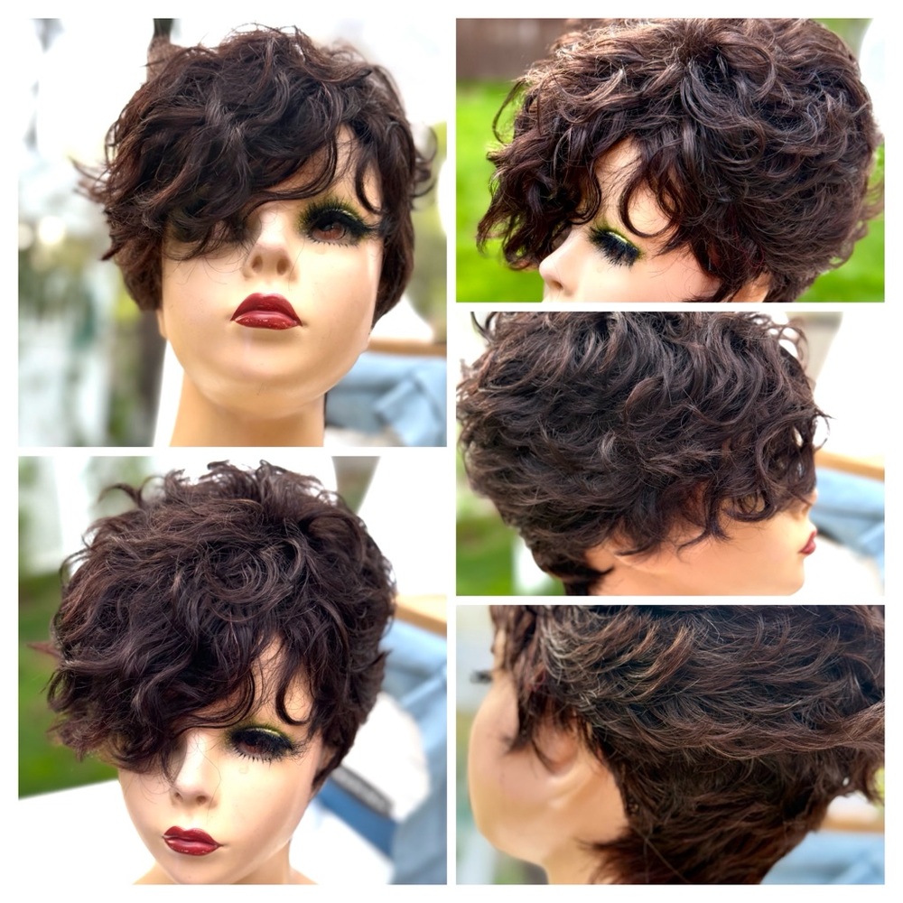 Short Curly Pixie Wig in Dark Brown - Women Hair - Picture 2 of 15